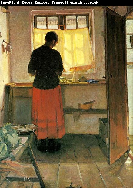 Anna Ancher pigen i kokkenet